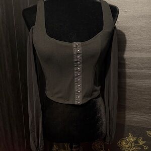 Chic Black Women's Bodysuit with Long Sleeves